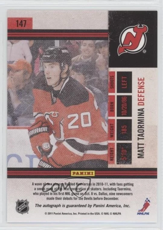 2010-11 Panini Playoff Contenders Ticket Matt Taormina #147 Rookie Auto RC - Image 2 of 2