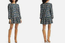 Caslon Floral Print Drop Waist Long Sleeve Dress Sz M **659