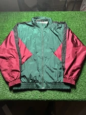 Nucleus Vintage Windbreaker Zip Up Green Red Size Large 