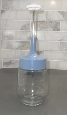 Vintage Gemco Glass Jar Nut and Food Chopper Blue Lid