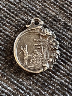 Saint Hubert pendant silver ? Hubertus Is Saint of the animals Vintage Great!