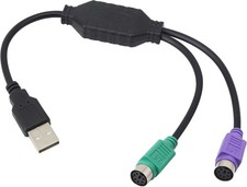 USB to PS2 Adapter Cable Active Dual PS2 Plug Keyboard Mouse Converter Black