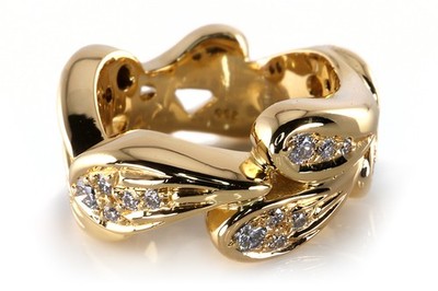Designer Ring massiv 25 Brillanten ca 0,50 ct G/vvs 750 Gelbgold [BRORS 18959]