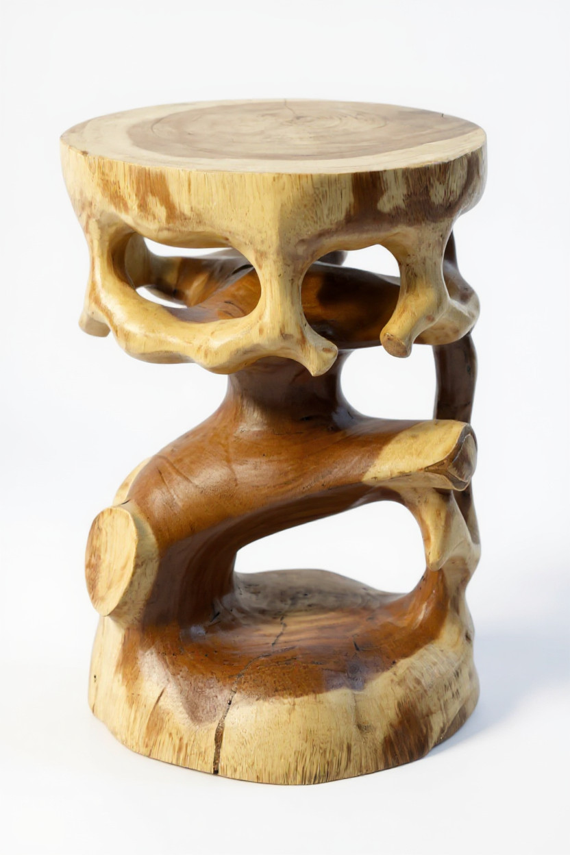 Tavolino bonsai rotondo legno sgabello tavolo massello tavolino sgabello fiori foto 6