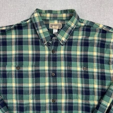 Duluth Trading Free Swingin Flannel Shirt Men 3XL Green Plaid Workwear Outdoors