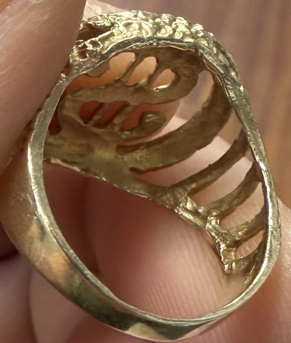 10k Gold Monogram Signet Men's Ring Oval Openwork Design Size 7 No Stone