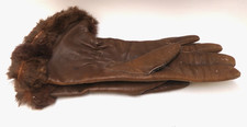 VINTAGE FUR CUFF LEATHER GLOVES MADE IN ENGLAND BY DENTS BRAND