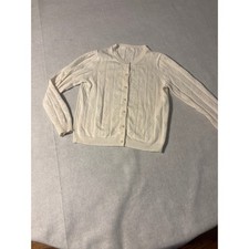 RE-IMAGINED Kids Cream Heart Pattern Knit Cardigan Sweater PIT TO PIT 16
