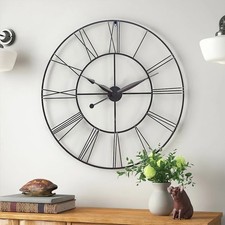 80CM Large Outdoor Garden Wall Clock Big Roman Numerals Giant Open Face Metal