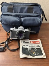 Asahi Pentax K1000 35mm SLR Film Camera w Pentax-M 50mm f/2 Lens, Bag, Manual