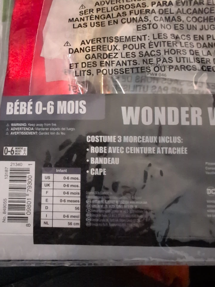 Lindo Disfraz Mujer Maravilla Bebé Infantil Talla 0-6 Meses Halloween Dress-up Foto 2 de 2