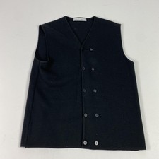 Equilibrio Sweater Vest Mens Large Black V Neck Button Front Knit Made Italy