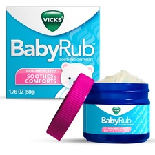 Vicks BabyRub Chest Rub Ointment with Soothing Aloe, Eucalyptus, Lavender, and