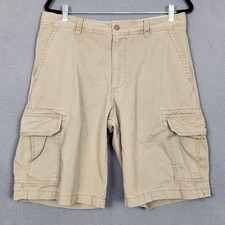 Old Navy Cargo Shorts Mens 34 Khaki Beige Cotton Canvas Utility Pockets Hiking