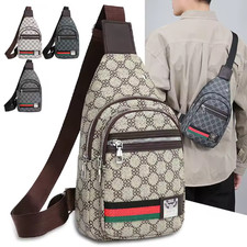 Men  s Crossbody Chest Bag Shoulder Sling Casual Travel Bag w/ Earphone Port
