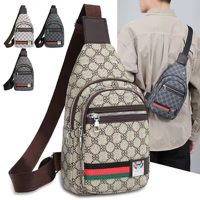 Men s Crossbody Chest Bag Shoulder Sling Casual Travel Bag w/ Earphone Port