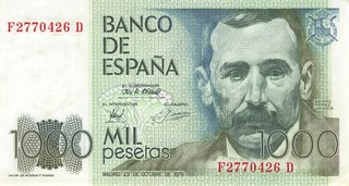 Spanien Spain España 1000 Pesetas 1979 gebraucht (Serie F/D)
