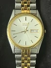 RARE Seiko President Quartz 7N43-8111 White Dial 2-Tone 90s Vintage Watch Works