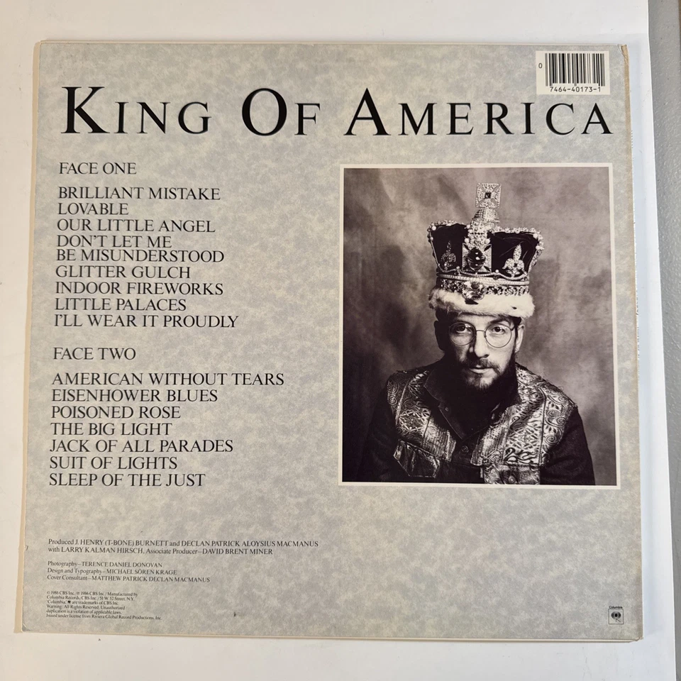 Elvis Costello - King of America Vinyl LP W/Orig Insert EX/VG+ - Image 2 of 4