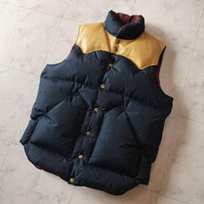 Rocky Mountain Featherbed Down Vest Navy Bordeaux Size 40 Made in Japan RMFB