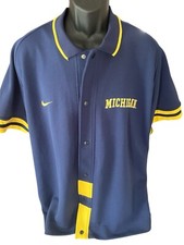 Nike Team Sports Men's XL Michigan Wolverines Snap Button Warm Up Jersey SS