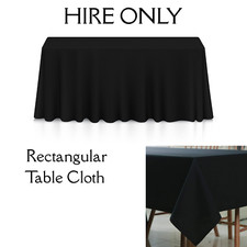 70x144" Polyester Fabric Tablecloth Rectangle Black Table Covers for HIRE ONLY