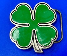 Lucky Four Leaf Clover Green Belt Buckle By Great American Products