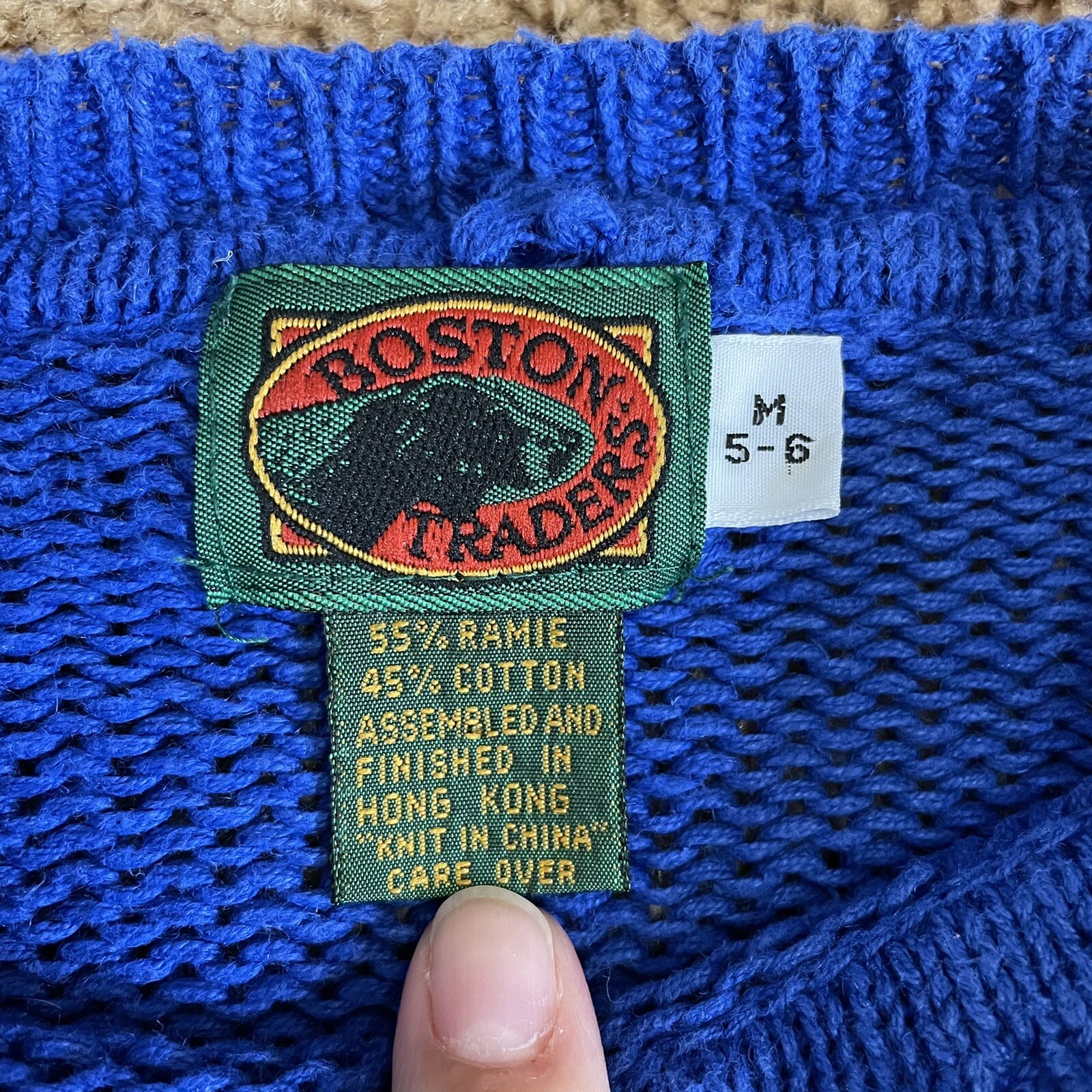 Vintage Boston Traders Knit Christmas Sweater Childs Medium 56 Blue