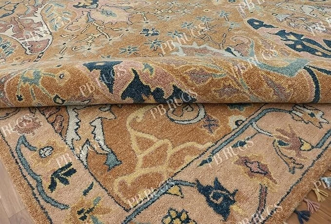 Ikat brown Handmade Tufted Woolen Area Rug & Carpet - Image 3 of 4