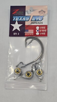 Z-Man Texas Eye Jigheads Articulated Swinging Fishing 3 pack 3/16 oz Gold