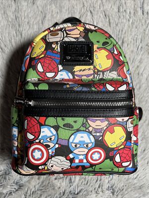Loungefly Marvel Chibi Avengers Mini Backpack With Flaws 2019 Loungefly Marvel Avengers Mini Backpack Universal Studios main image 2
