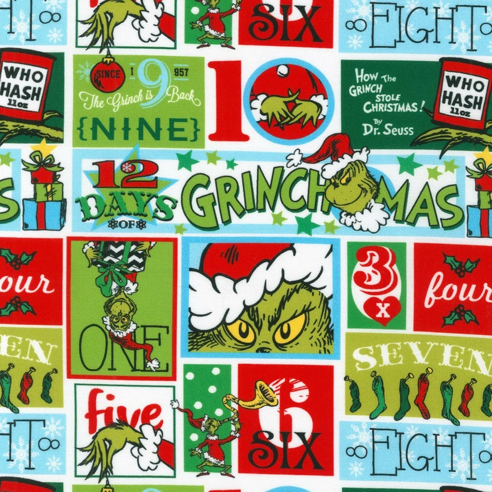 ROBERT KAUFMAN FABRICS BTHY Holiday Seuss How The Grinch Stole Christmas Merry Grinchmas Patch Fabric