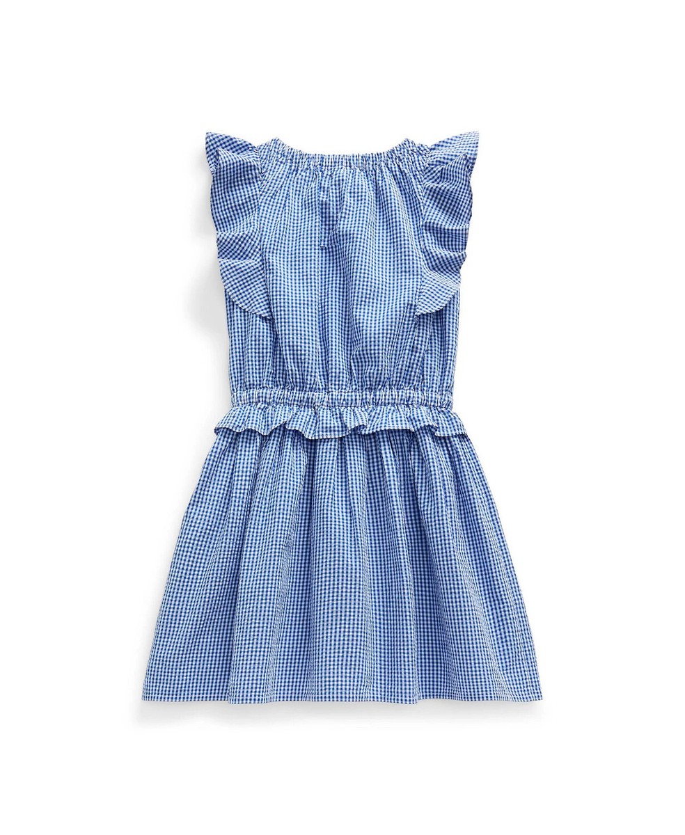 ralph lauren cotton seersucker dress Polo Ralph Lauren Girls' 7-16 Striped Club Collar Seersucker Dress - 225B Desert Rose/Cream