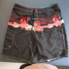 OP men's size 36 knee-length board swim shorts surfer theme