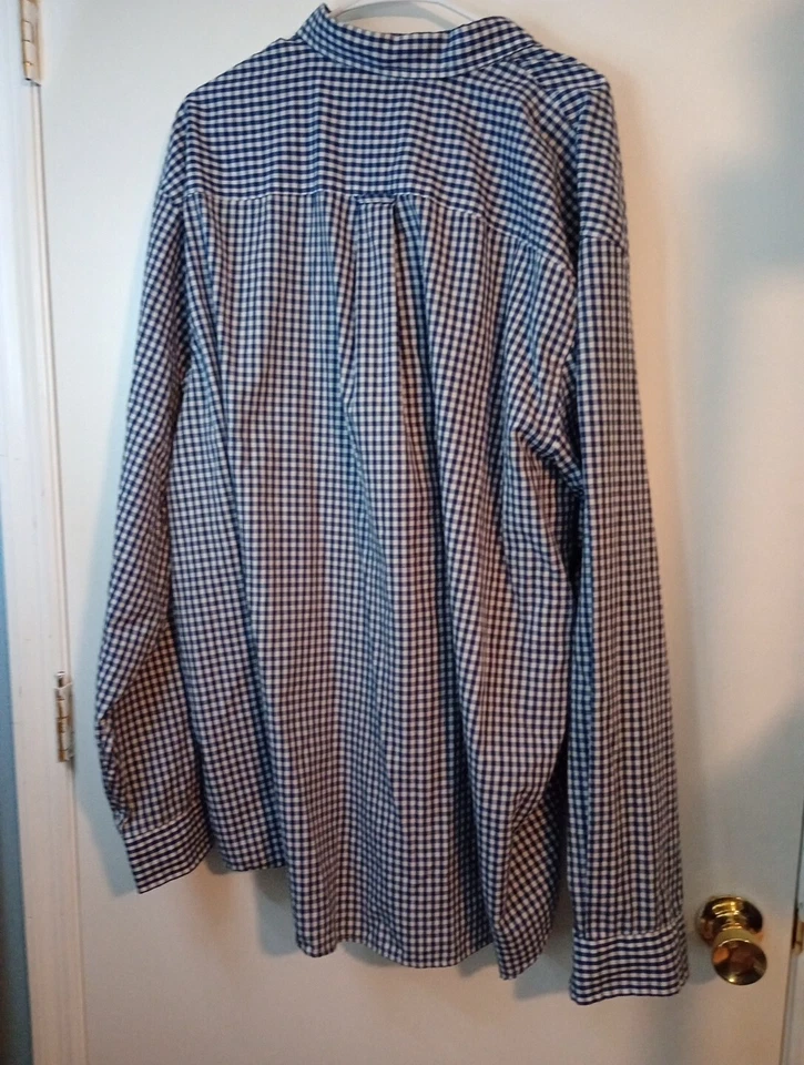 Saddlebred Classic Fit Mens Shirt Size 2XLT Blue And White Checks Long Sleeves - Image 2 of 3