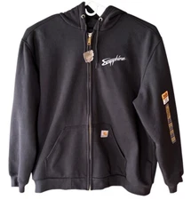 Carhartt Rain Defender Thermal Hooded Zip Sweatshirt Mens XL Black Corp Logo New