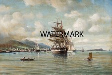 William Coulter - Clipper Ship Oahu Hawaii Diamond Head circa 1900  13x19 Print