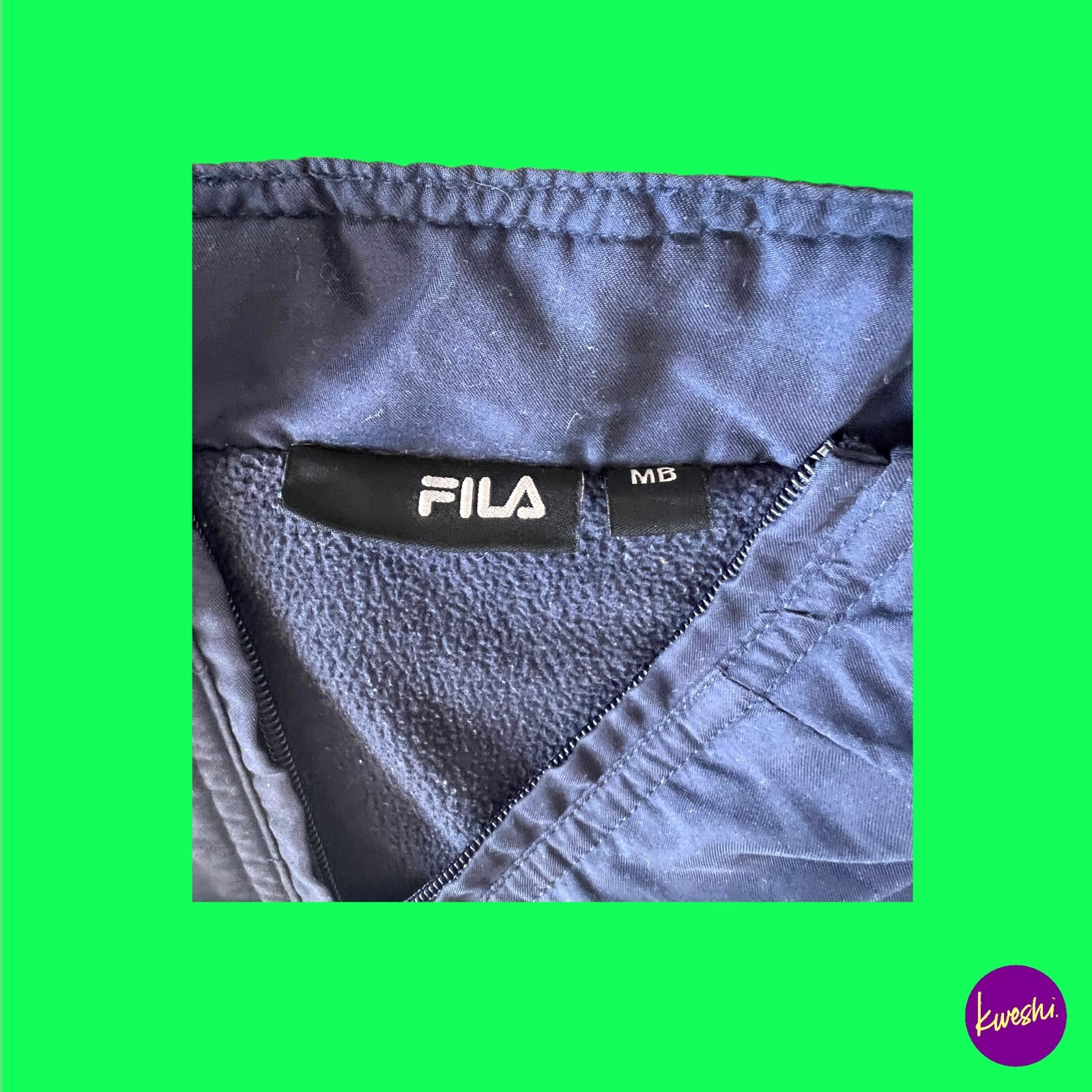 FILA Giacca a vento uomo zip 3 4 foderata in pile logo ricamato blu M