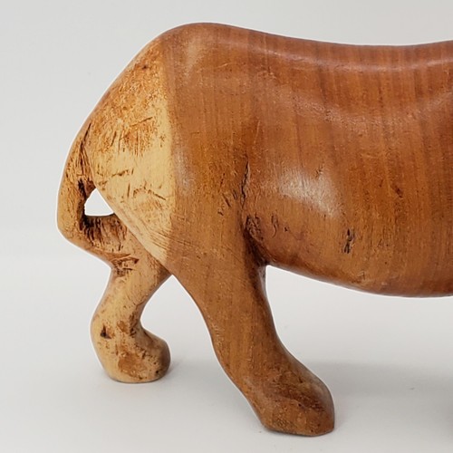 Vintage Rhinoceros Hand Carved Wooden Figure Statue Rhino Wood Figurine Africa - Picture 5 of 10