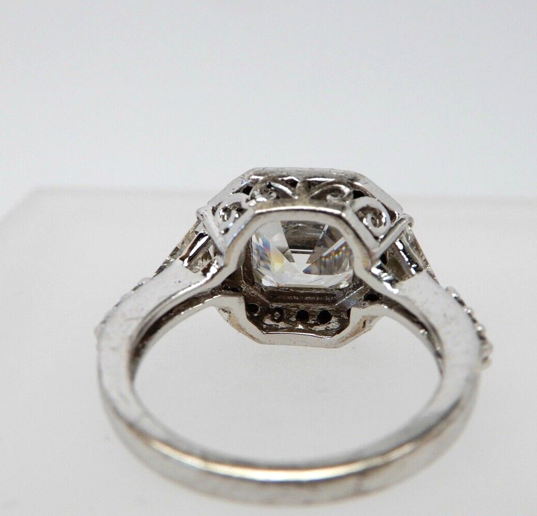 Solid Sterling Silver Square Step Cut CZ & Turmal… - image 11