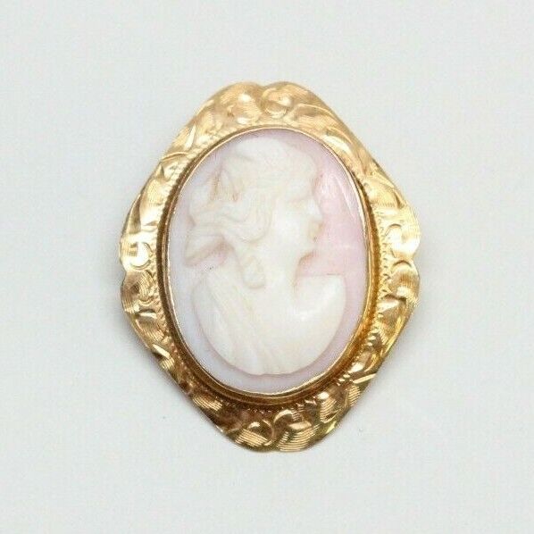 Antique CAMEO 10k お気にいる 高評価の贈り物 Gold and Conch - Small Carved Hand Shell Siz