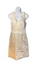 Loft ruffled collar sparkle cream dress woman’s 2