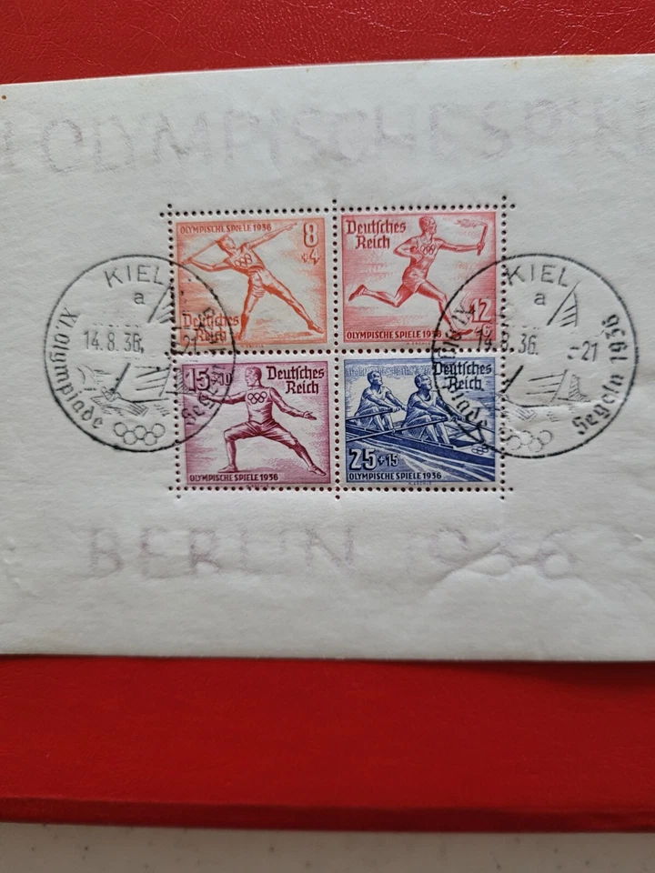 Germany Berlin 1936 XL Olympische Spiele.4 stamp Block.Cancellation 8/14/36.VF+. - Image 2 of 4