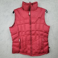 Woolrich Ruby Red Zip Puffer Quilted Ski Trucker Vest Jacket Women's Size Medium