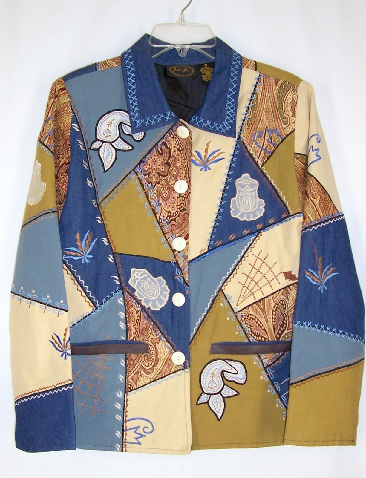 Patchwork Jacket S Julia Kim Floral Button Front … - image 6