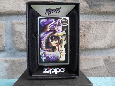 ZIPPO LIGHTER 2015 CHROME MAZZI SKULL WITH SNAKE. NEW WITH BOX
