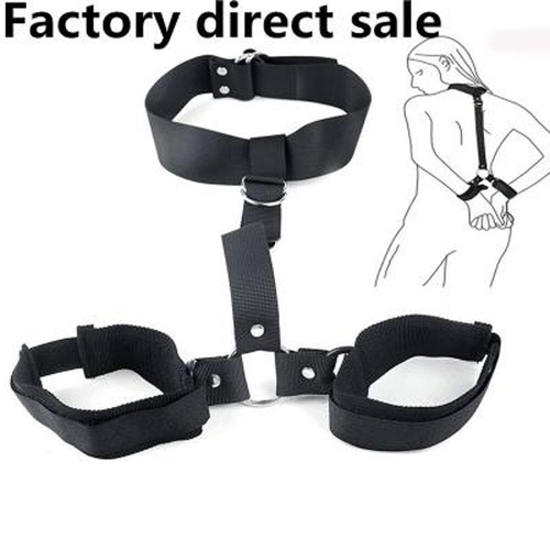 BDSM Neck Collar Wrist Bondage Restraint Hand Cuffs Bondage Adult Game Black - Picture 2 of 4