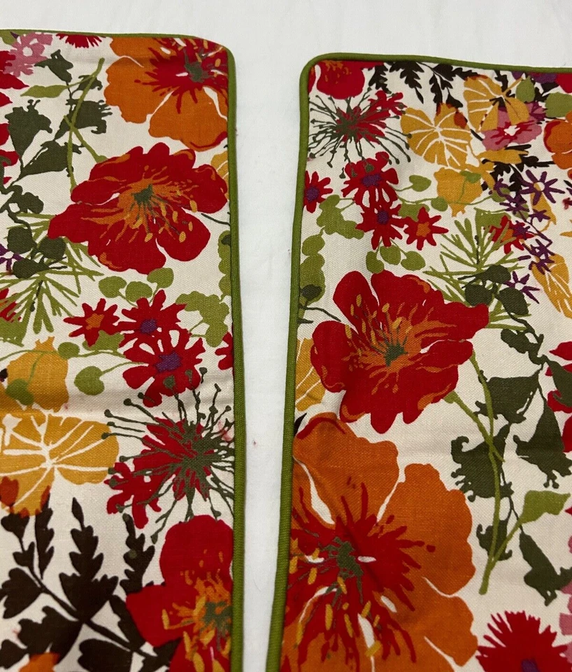 Set of 2 Pottery Barn 20x20" Red Pink Purple Green Floral Pillow Covers EUC - Image 4 of 4