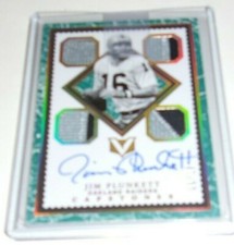 JIM PLUNKETT 2017 PANINI CAPSTONES GAME USED QUAD JERSEY AUTO 09/10 SIGNED CARD