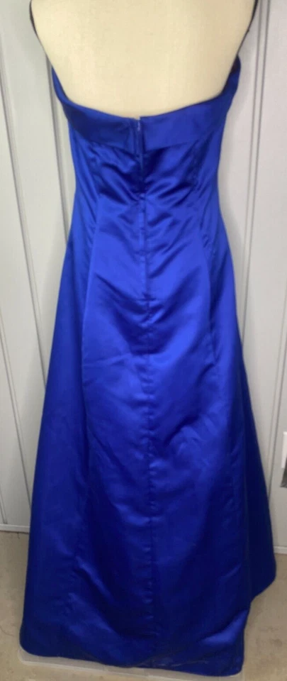 Urban Girl Nites Gown Size 13/14 Long Blue Strapless Shiny Satin Net Underskirt - Image 2 of 4